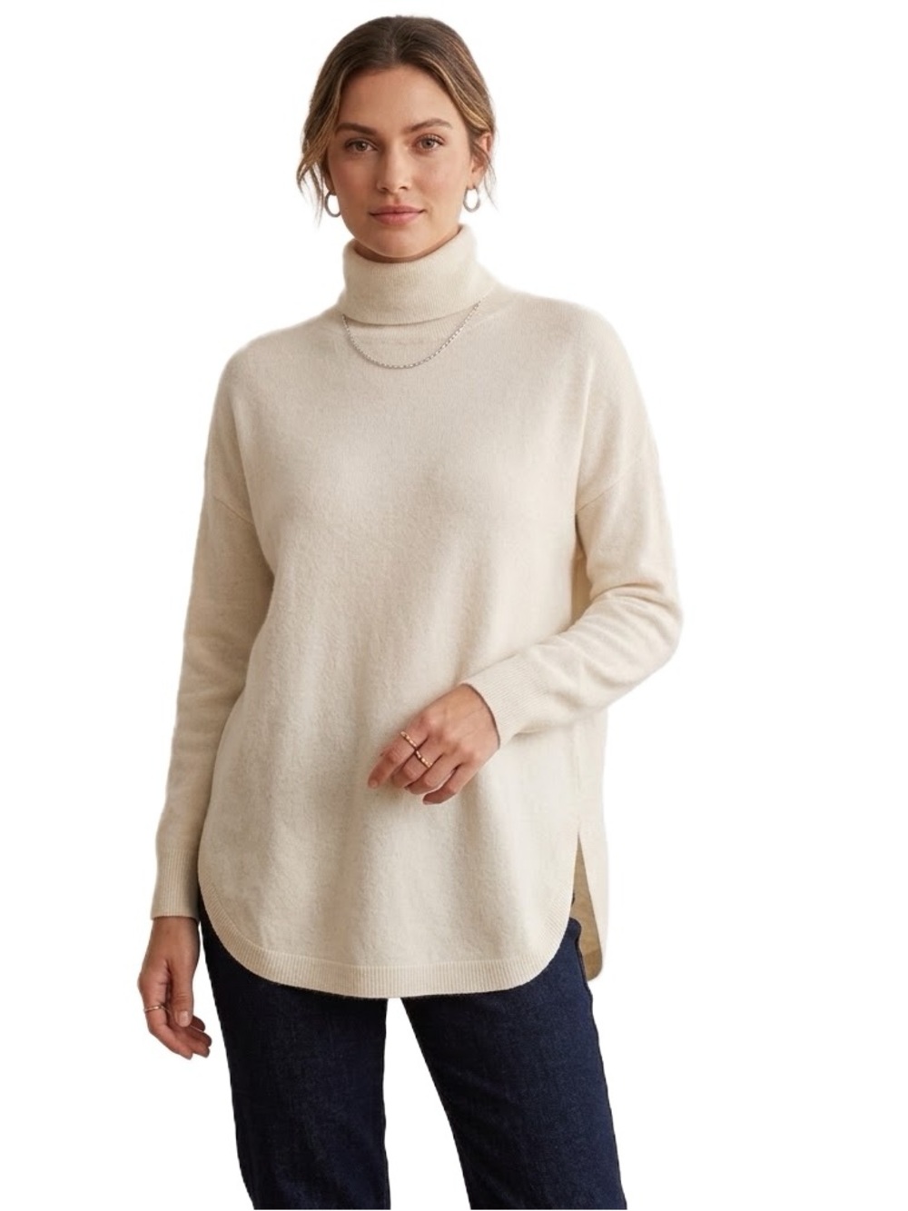 Chelesa28 Ivory Cowl Neck Long Sleeve Sweater